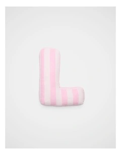 L Stripe Initial Cushion in Pink