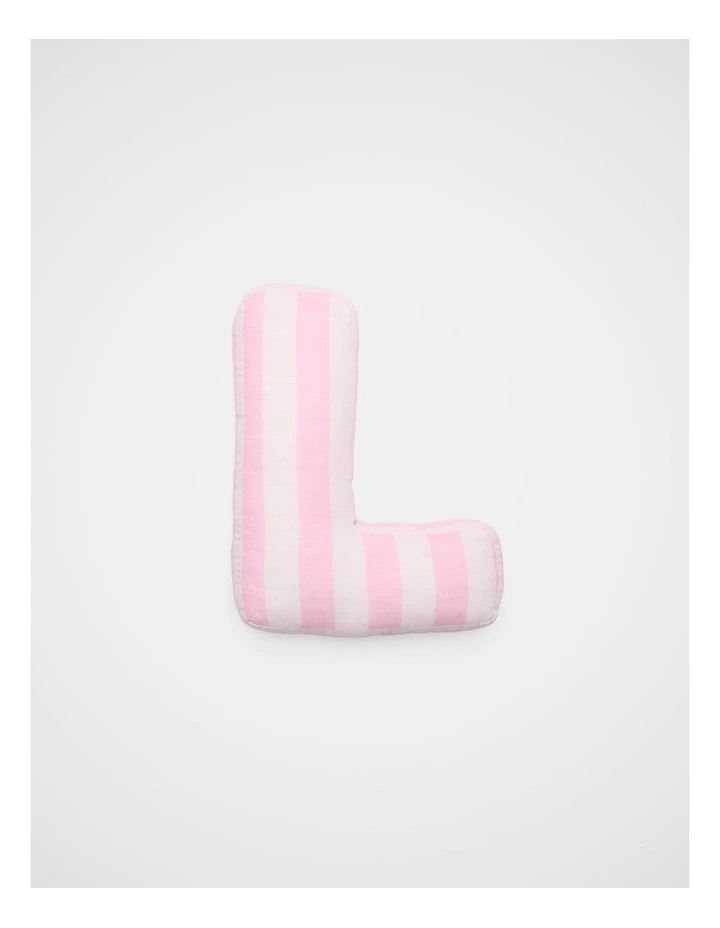L Stripe Initial Cushion in Pink image 1