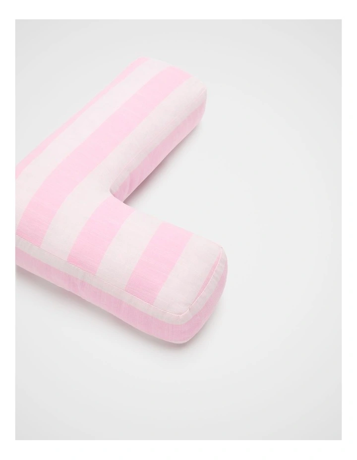 L Stripe Initial Cushion in Pink image 2