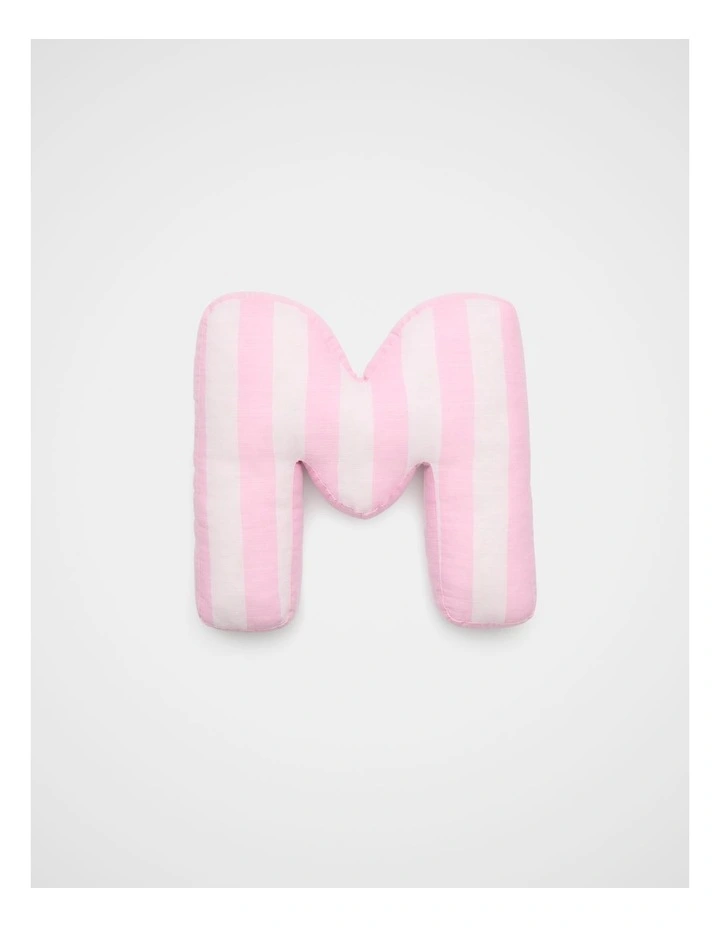 M Stripe Initial Cushion in Pink image 1