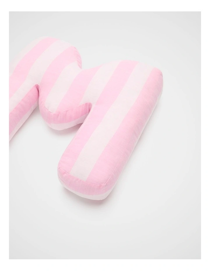M Stripe Initial Cushion in Pink image 2