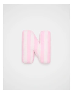N Stripe Initial Cushion in Pink