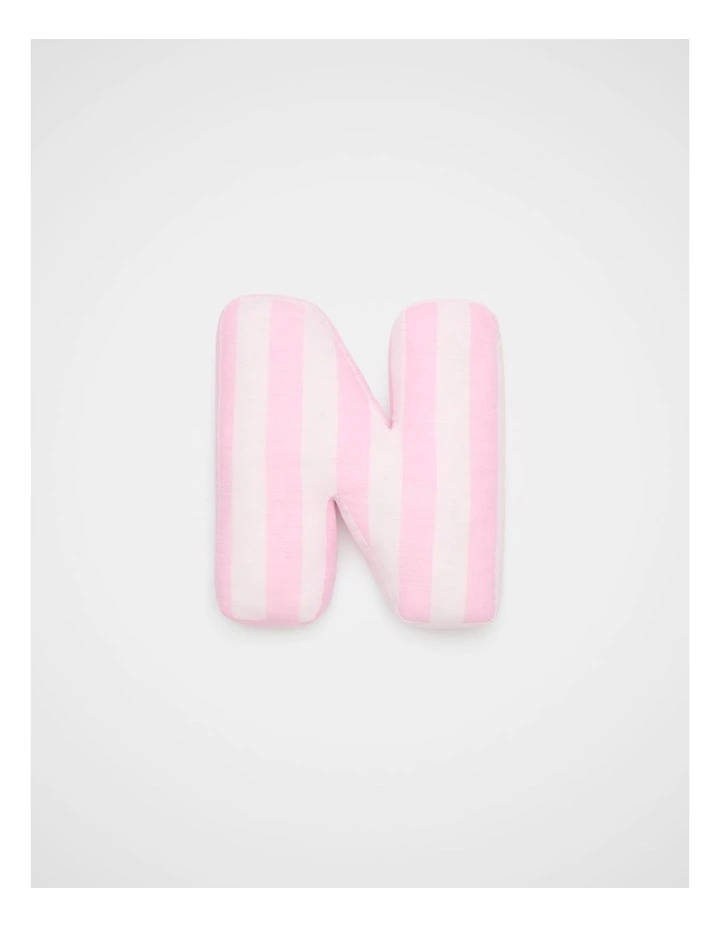 N Stripe Initial Cushion in Pink image 1