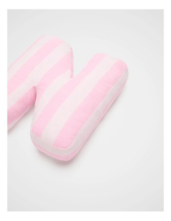 N Stripe Initial Cushion in Pink image 2