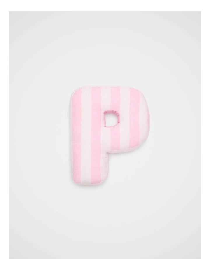 P Stripe Initial Cushion in Pink image 1
