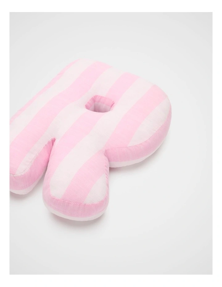 R Stripe Initial Cushion in Pink image 2