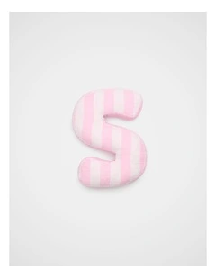 S Stripe Initial Cushion in Pink