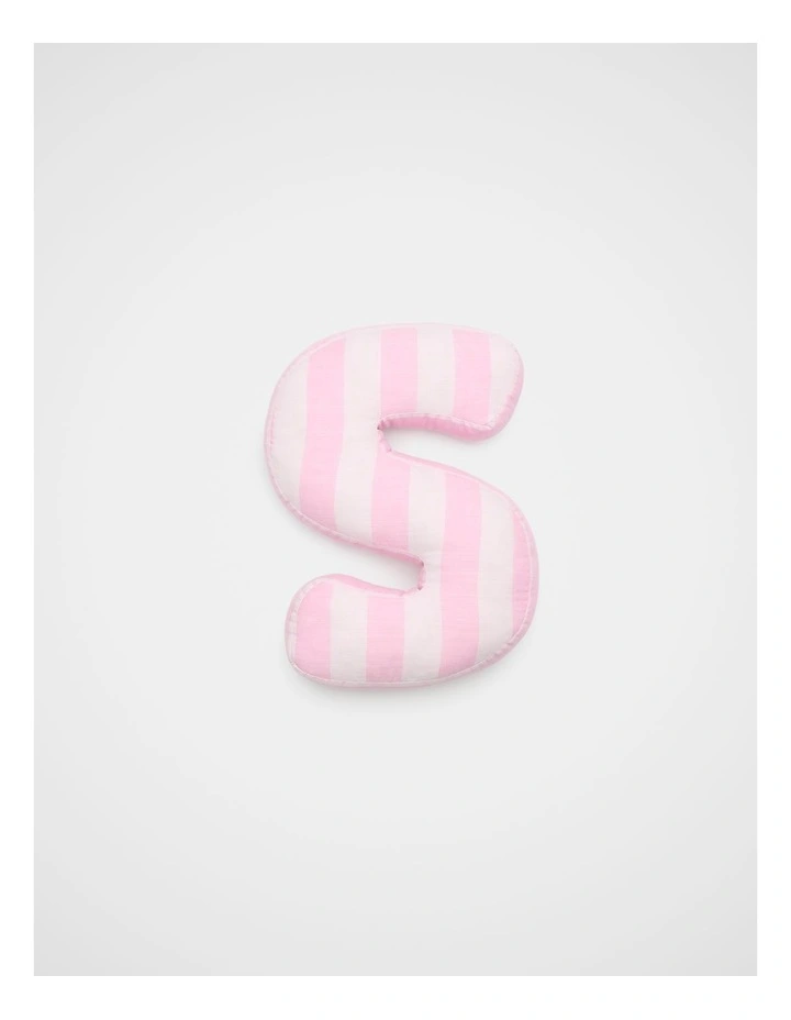 S Stripe Initial Cushion in Pink image 1