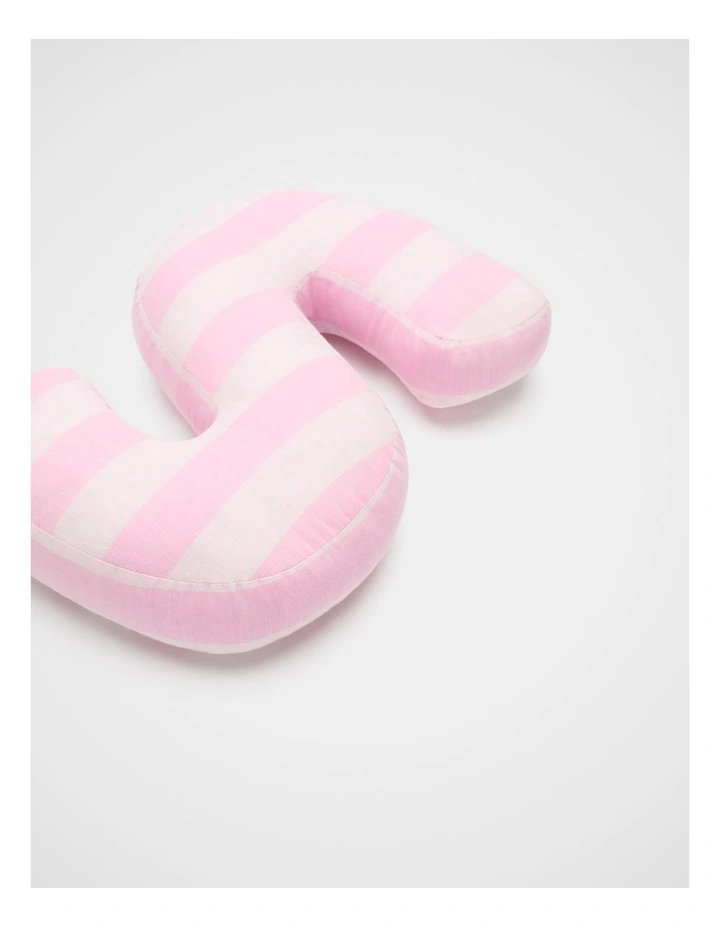 S Stripe Initial Cushion in Pink image 2