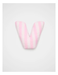 V Stripe Initial Cushion in Pink