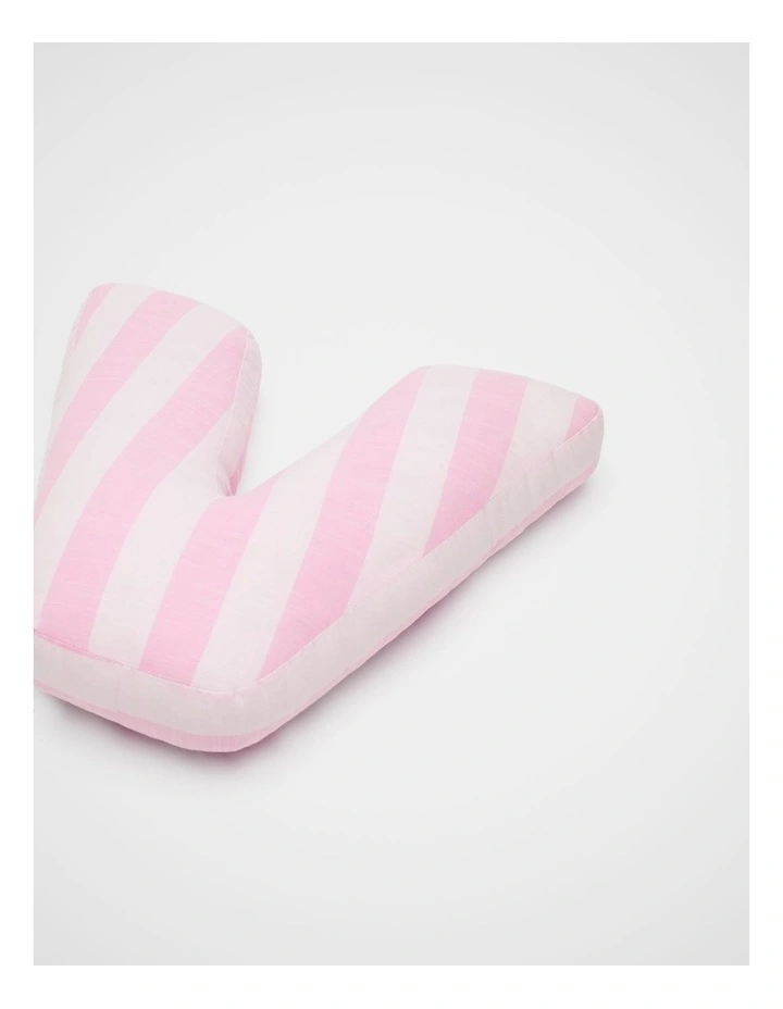V Stripe Initial Cushion in Pink image 2