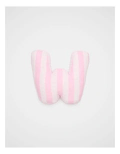 W Stripe Initial Cushion in Pink