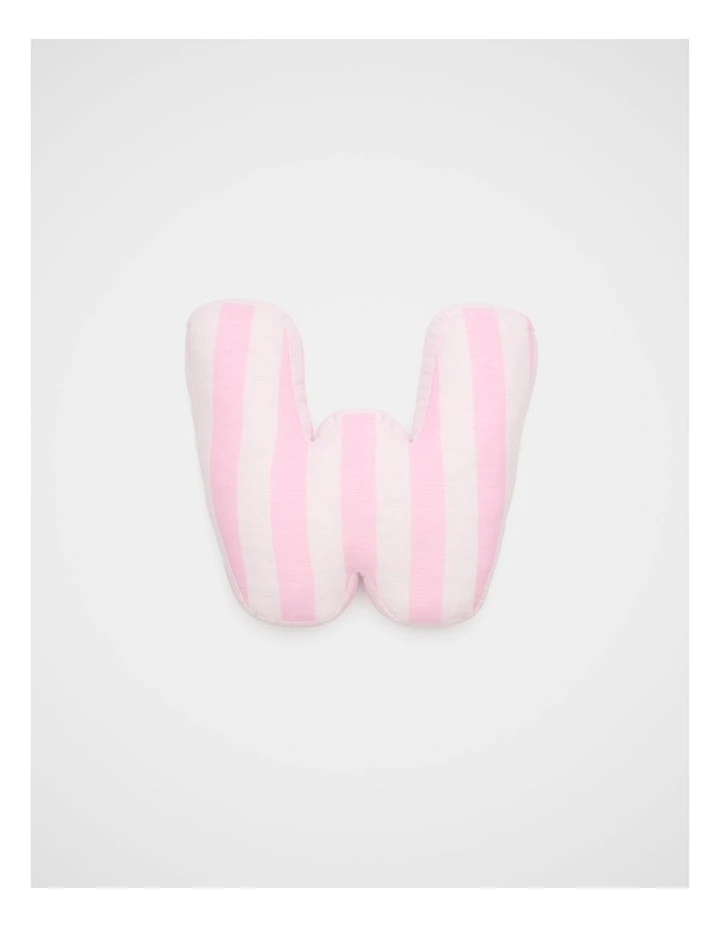 W Stripe Initial Cushion in Pink image 1
