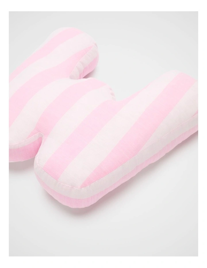 W Stripe Initial Cushion in Pink image 2