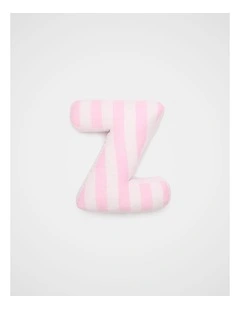 Z Stripe Initial Cushion in Pink