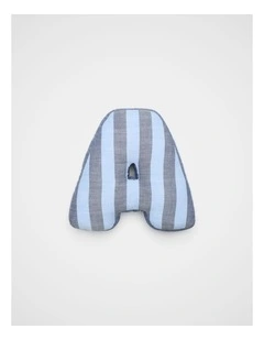 A Stripe Initial Cushion in Blue