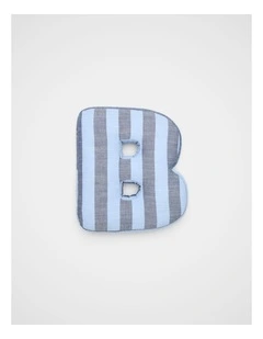 B Stripe Initial Cushion in Blue
