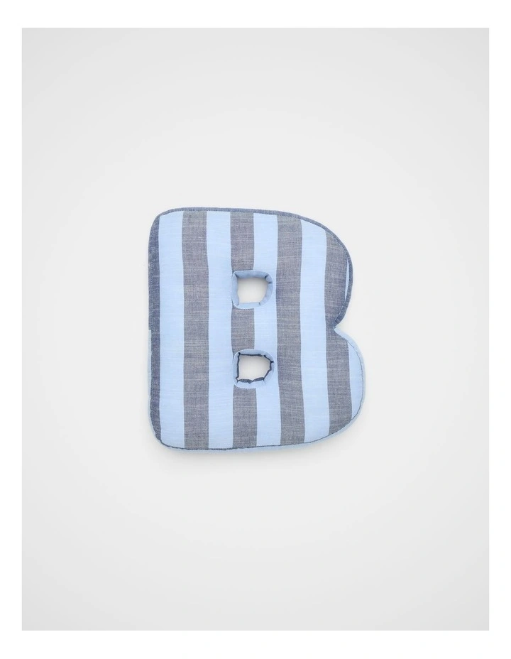 B Stripe Initial Cushion in Blue image 1