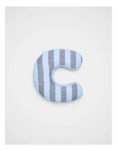 C Stripe Initial Cushion in Blue