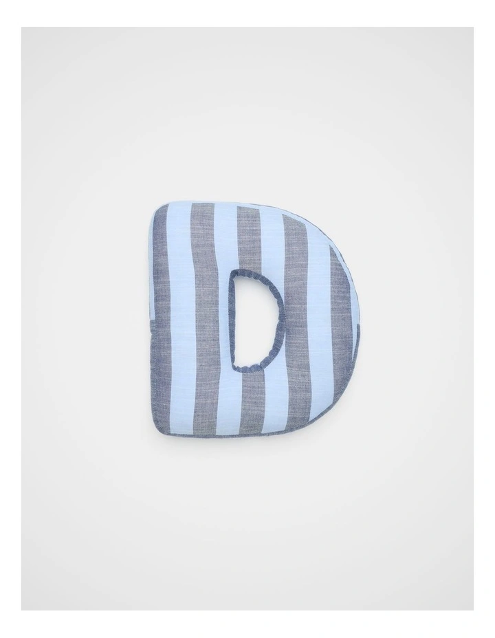 D Stripe Initial Cushion in Blue image 1