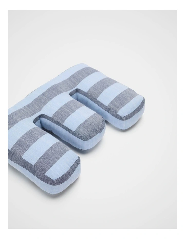 E Stripe Initial Cushion in Blue image 2