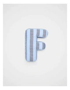 F Stripe Initial Cushion in Blue