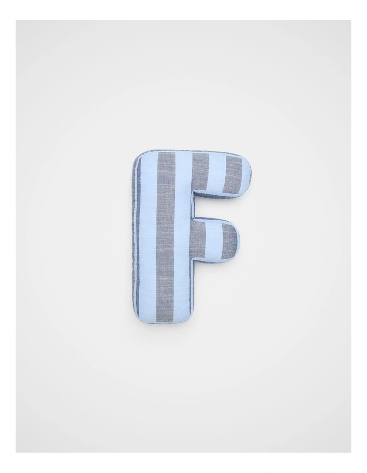 F Stripe Initial Cushion in Blue image 1