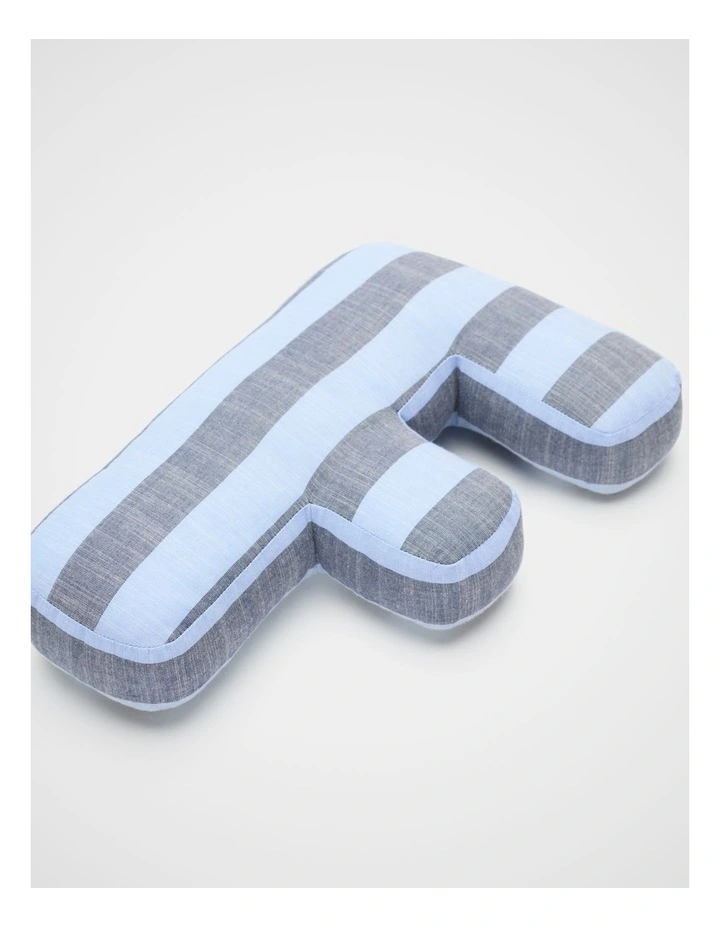 F Stripe Initial Cushion in Blue image 2