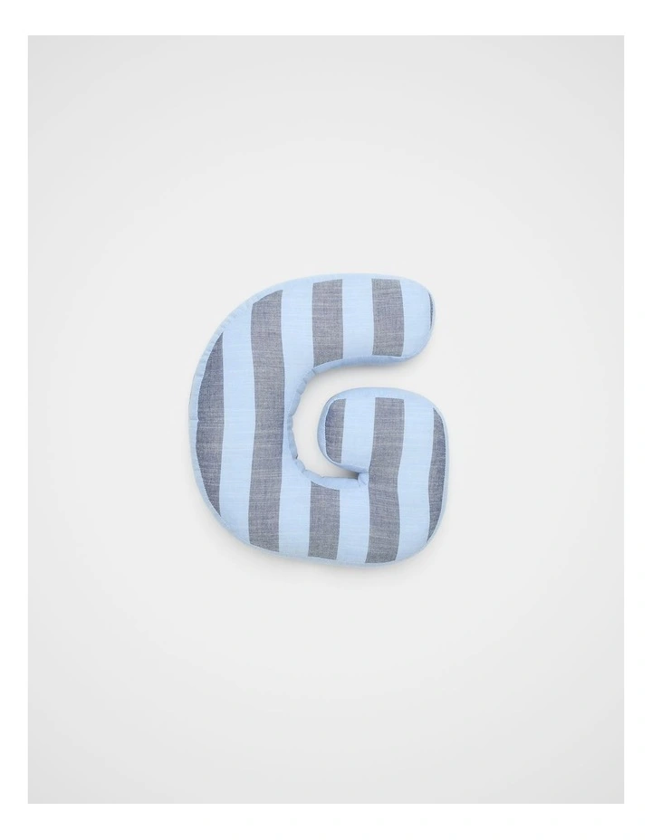 G Stripe Initial Cushion in Blue image 1