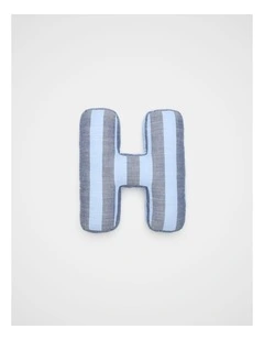 H Stripe Initial Cushion in Blue