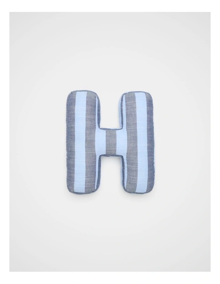 H Stripe Initial Cushion in Blue image 1