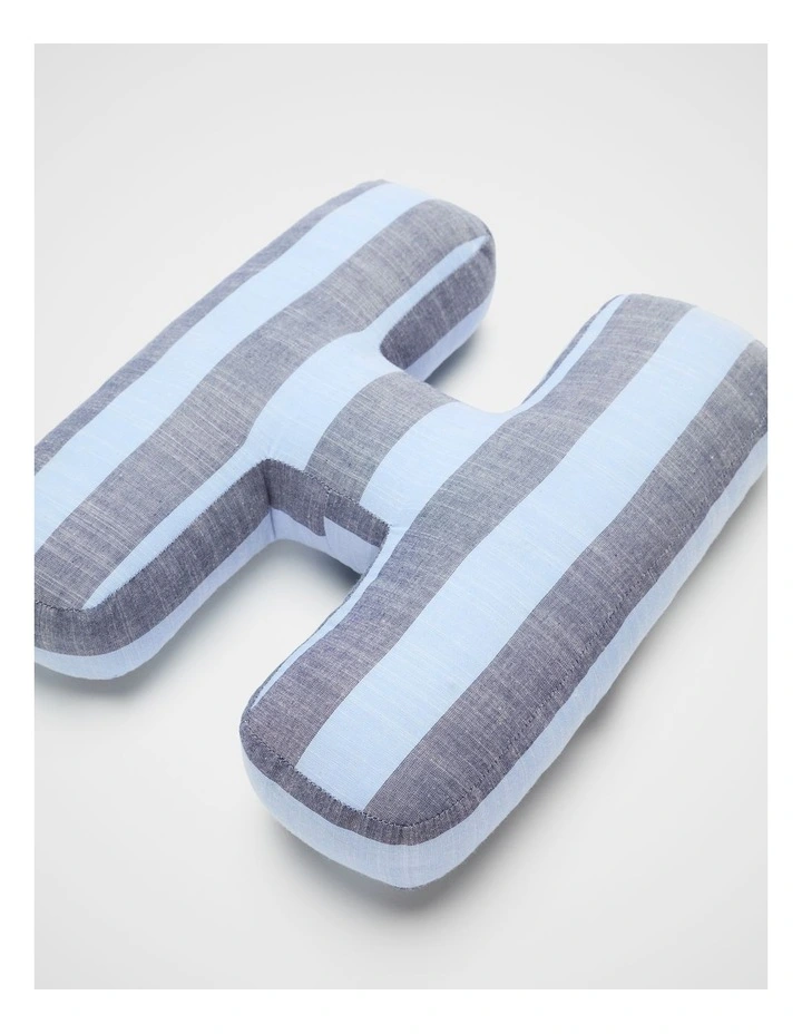 H Stripe Initial Cushion in Blue image 2