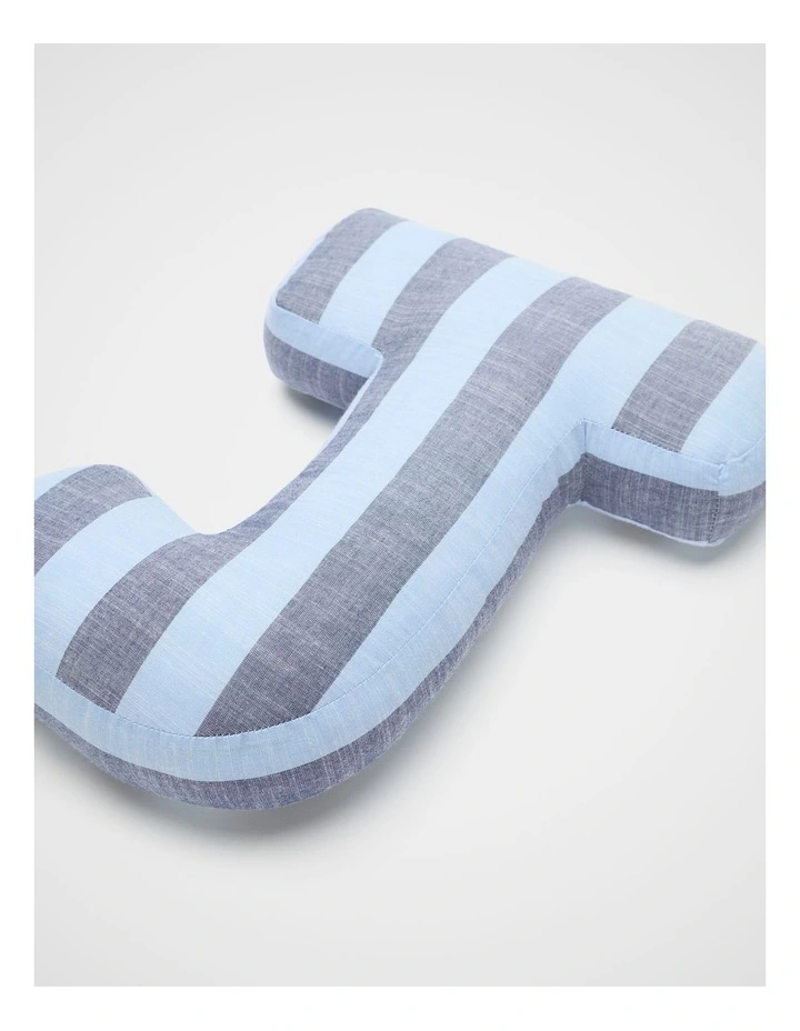 J Stripe Initial Cushion in Blue image 2