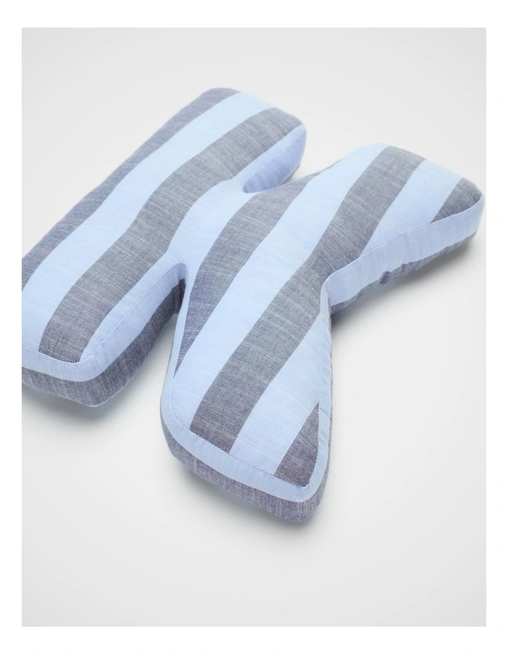 K Stripe Initial Cushion in Blue image 2
