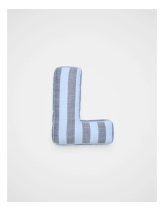 L Stripe Initial Cushion in Blue