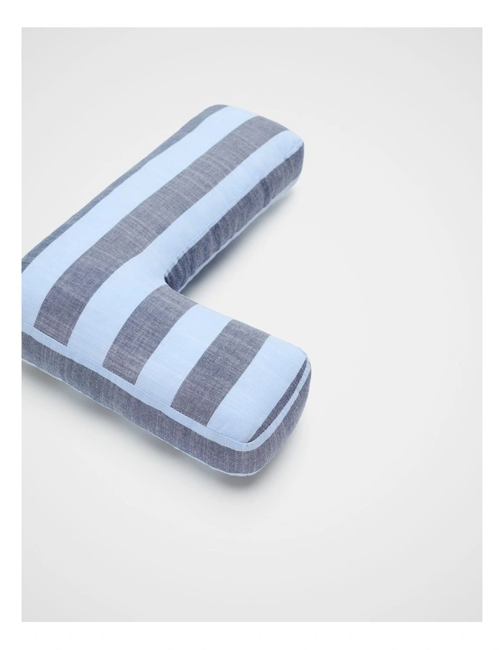 L Stripe Initial Cushion in Blue image 2