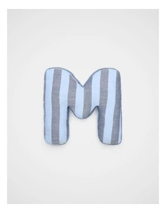 M Stripe Initial Cushion in Blue