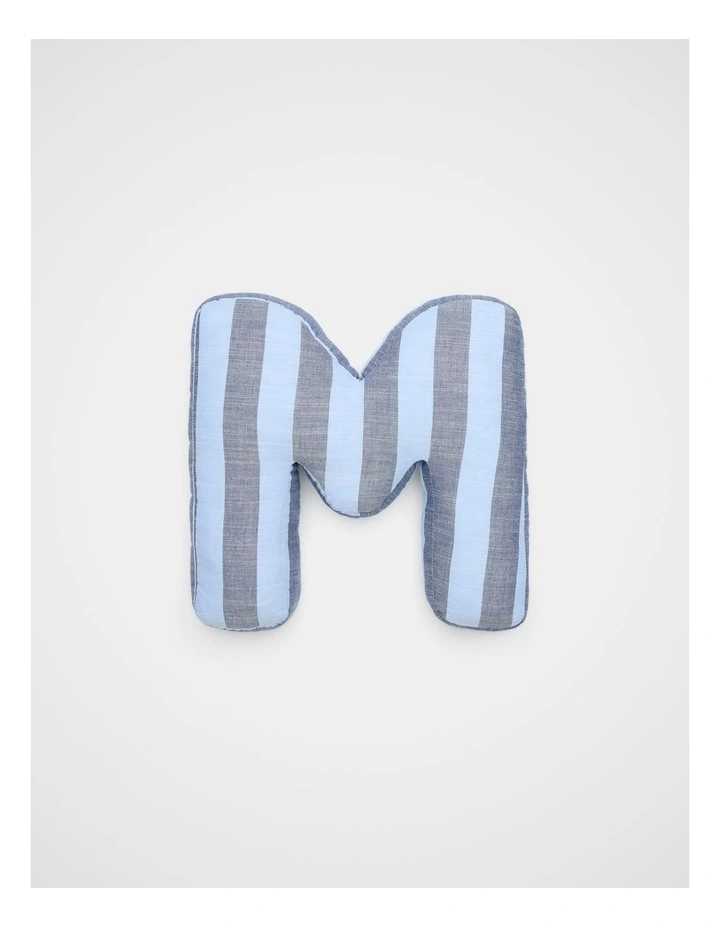 M Stripe Initial Cushion in Blue image 1