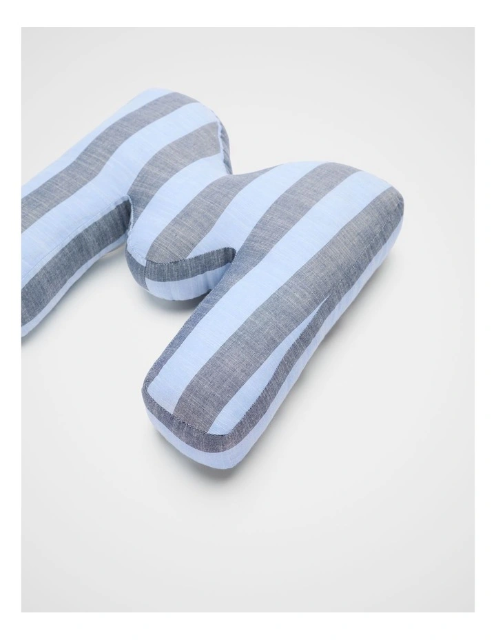 M Stripe Initial Cushion in Blue image 2