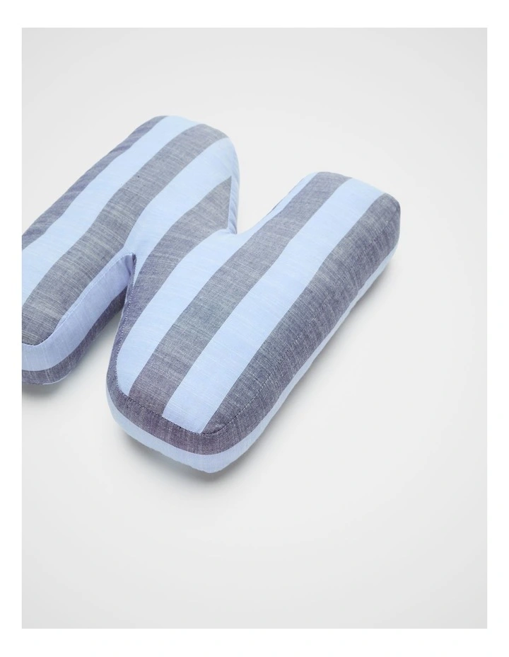 N Stripe Initial Cushion in Blue image 2