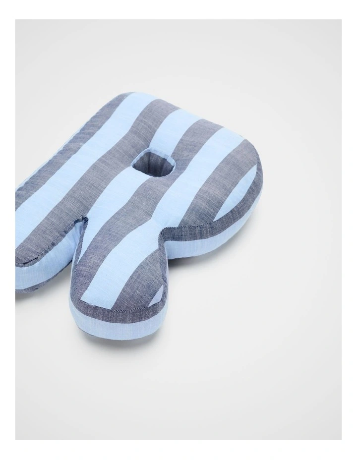R Stripe Initial Cushion in Blue image 2