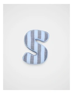 S Stripe Initial Cushion in Blue