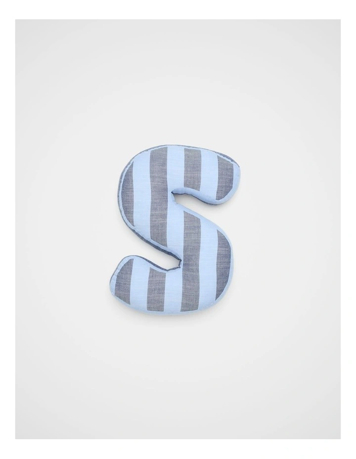 S Stripe Initial Cushion in Blue image 1