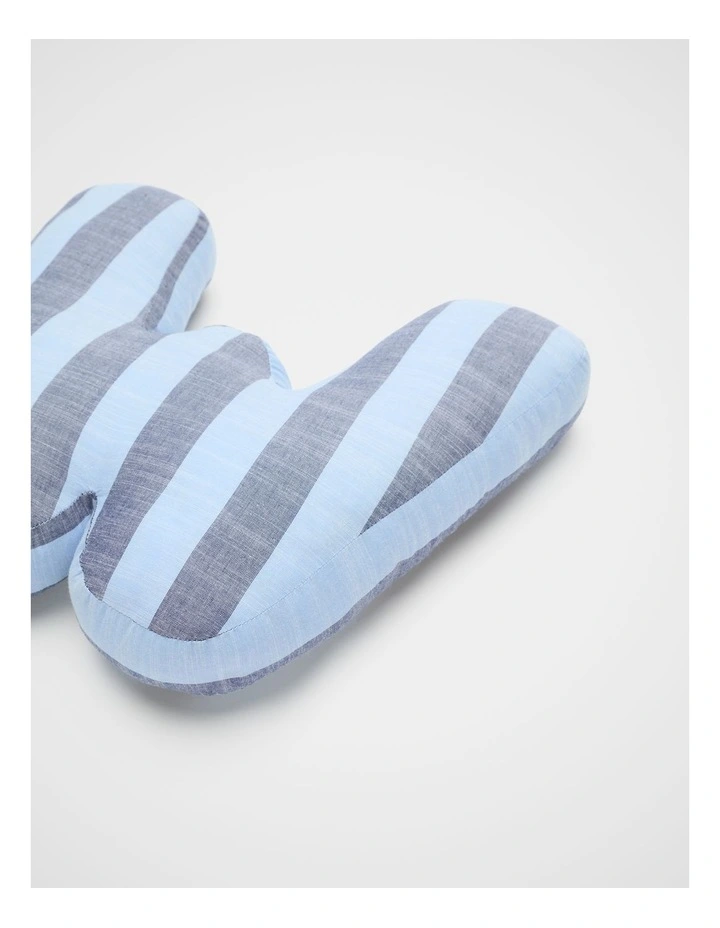 W Stripe Initial Cushion in Blue image 2