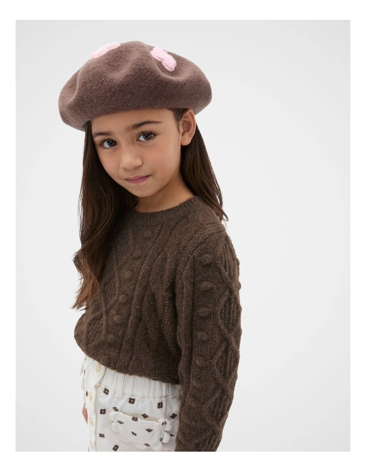 Flower Beret in Cacao image 2