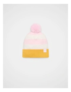 Mini Stripe Beanie in Pink Multi