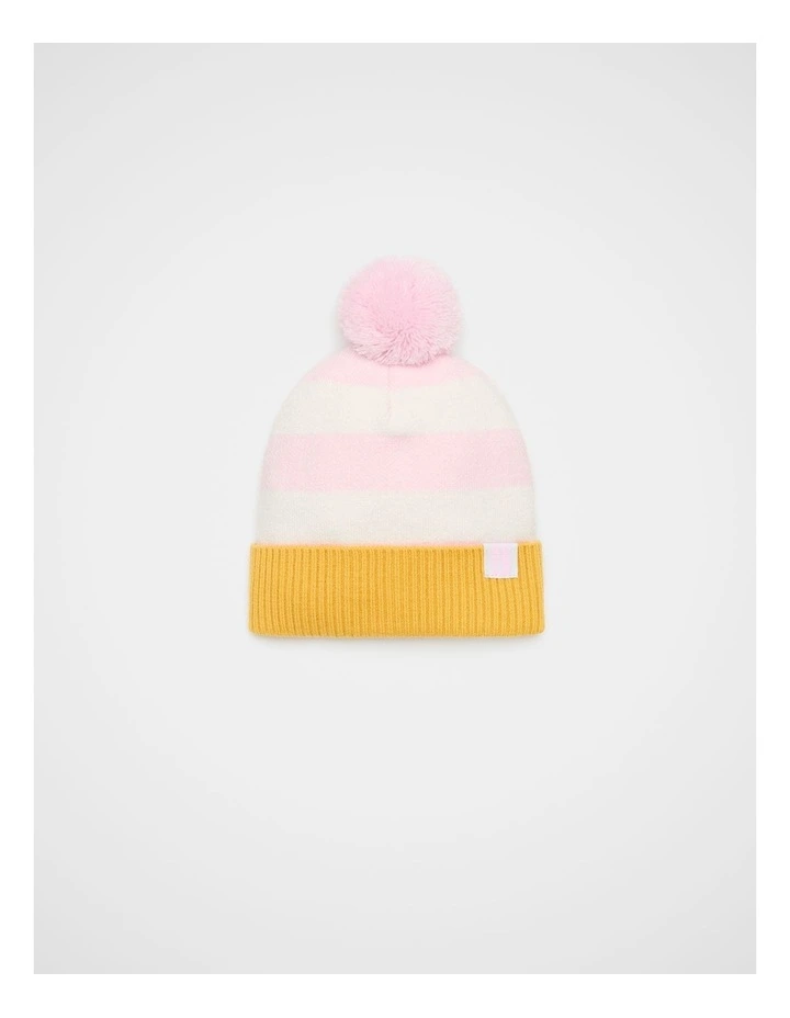 Mini Stripe Beanie in Pink Multi image 1