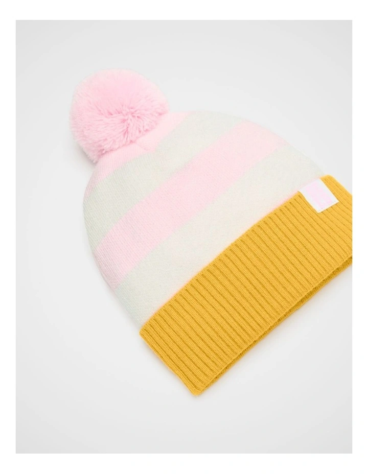 Mini Stripe Beanie in Pink Multi image 2