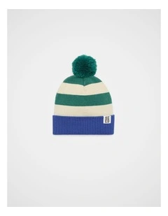 Mini Stripe Beanie in Green Multi