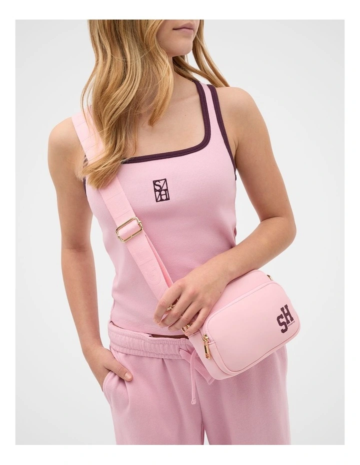 Teen Double Pocket Cross Body Bag in Rose Pink image 2